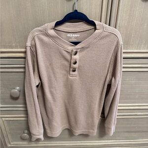 Old Navy Beige Waffle Knit Henley Shirt